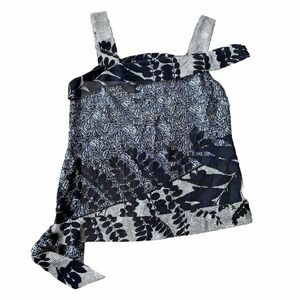 Banana Republic Tank Top Sz S Blue Floral Off The Shoulder Sleeveless Wide Strap